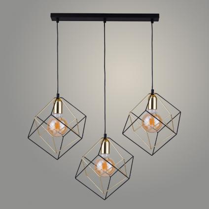 Подвес J830/3HT BK+FGD коричневый/золото 3х40W E27 L600 h1000